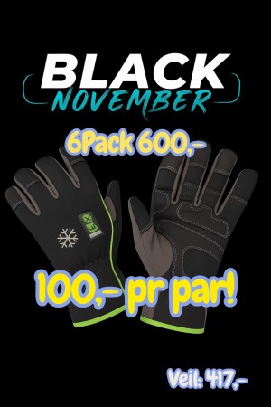 BLACK NOVEMBER! 6PACK Skjærebestandige Vinterhansker EX®