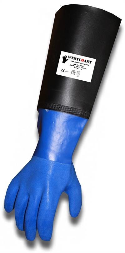  PVC HANSKE, BLÅ M/SORT MANSJETT