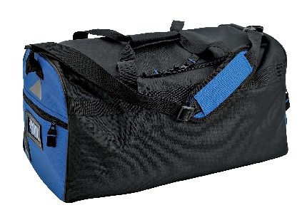 Bag som består av et stort rom og en lomme på siden med glidelås. 