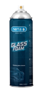 Nerta Glassfoam er et skumbasert produkt for rengjøring og avfetting av alle typer glass. 